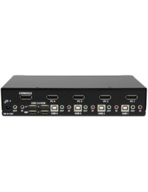 StarTech.com 4 Port USB DisplayPort KVM Switch with Audio - Share keyboard, mouse, and DisplayPort display between 2 HD multimed