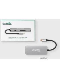 Plugable USB C Hub Multiport Adapter, 7-in-1 Hub Compatible with MacBook Pro, Windows, Chromebook, Dell XPS, Thunderbolt 3 and M