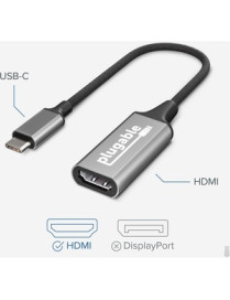 Plugable USB 3.1 Type-C to HDMI 2.0 Adapter - 1 Pack - USB 3.1 Type C - 1 x HDMI HDMI 2.0 Digital Audio/Video Female - 3840 x 21