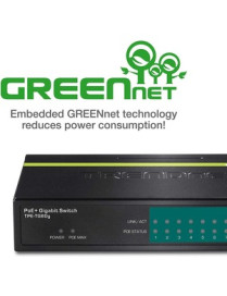 TRENDnet 8-Port Gigabit PoE+ Switch, 8 x Gigabit PoE+ Ports, 123W PoE Power Budget, 16 Gbps Switching Capacity, Desktop Switch, 