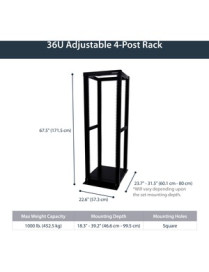 Startech Directship StarTech.com 4-Post Server Rack with Open Frame - Rack Cabinet with Open Frame - 36U (4POSTRACK36) - Store y