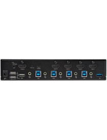 StarTech.com 4 Port HDMI KVM Switch 4K 60Hz UHD HDR, HDMI 2.0 Single Monitor, 2 Port USB 3.0 Hub, 4x USB HID, Audio, Hotkey Swit