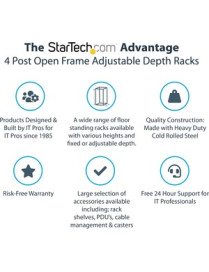 StarTech.com 18U 19" Open Frame Server Rack - 4 Post, Adjustable Depth 22 to 40" - Mobile Network Equipment Rack - HP ProLiant T