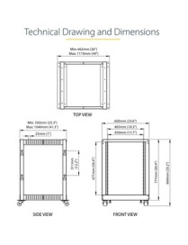 StarTech.com 15U 19" Open Frame Server Rack - 4 Post, Adjustable Depth 22 to 40" - Mobile Network Equipment Rack - HP ProLiant T