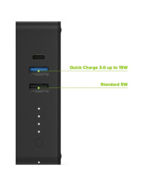 Mophie powerstation Hub - For Qi-enabled Device, Smartphone - 6000 mAh - 5 V DC Output - 5 V DC Input - 3 x - Black