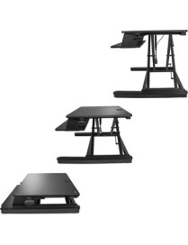 StarTech.com Sit Stand Desk Converter - Keyboard Tray - Height Adjustable Ergonomic Desktop/Tabletop Standing Desk - Large 35"x2