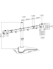 V7 Dual Desktop Monitor Stand - Up to 32" Screen Support - 16 kg Load Capacity - 18.31" (465.07 mm) Height x 35.94" (912.88 mm) 