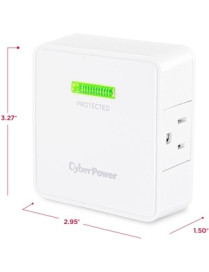 Cyber Power CyberPower HT200W Home Office 2 - Outlet Surge with 1500 J - NEMA 5-15P, Wall Tap, EMI/RFI Filtration, Lifetime Warr