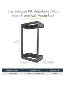 StarTech.com 18U 19" Wall Mount Network Rack - Adjustable Depth 12-20" Open Frame for Server Room /AV/Data/Computer Equipment w/