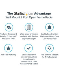 StarTech.com 18U 19" Wall Mount Network Rack - Adjustable Depth 12-20" Open Frame for Server Room /AV/Data/Computer Equipment w/