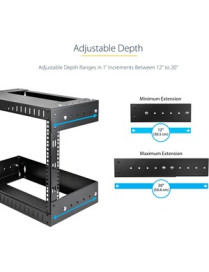 StarTech.com 18U 19" Wall Mount Network Rack - Adjustable Depth 12-20" Open Frame for Server Room /AV/Data/Computer Equipment w/