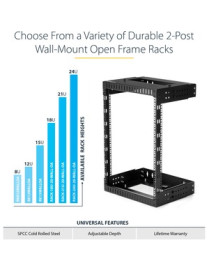 StarTech.com 18U 19" Wall Mount Network Rack - Adjustable Depth 12-20" Open Frame for Server Room /AV/Data/Computer Equipment w/