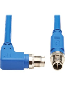 Tripp Lite NM12-6A3-02M-BL M12 X-Code Cat6a 10G Ethernet Cable, M/M, Blue, 2 m (6.6 ft.) - 6.6 ft Category 6a Network Cable for 