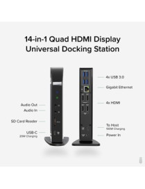 Plugable Plugable USB-C Quad HDMI Docking Station - for Notebook/Monitor - Memory Card Reader - SD, SDHC, SDXC, MultiMediaCard (