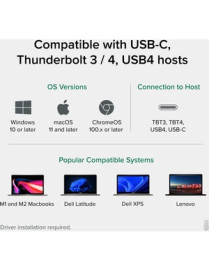 Plugable UD-6950PDZ Docking Station - for Notebook/Monitor - 60 W - USB Type C - 3 Displays Supported - 4K - 3840 x 2160 - 6 x U