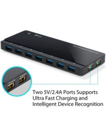 Tp Link TP-Link USB 3.0 7-Port Hub with 2 Charging Ports - USB 3.0 Micro-B - External - 9 USB Port(s) - 7 USB 3.0 Port(s) - PC, 