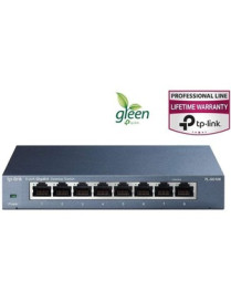 Tp Link TP-LINK TL-SG108 8-Port 10/100/1000Mbps Desktop Gigabit Steel Cased Switch - 8 Ports - Gigabit Ethernet - 10/100/1000Bas