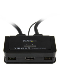 StarTech.com 2 Port USB HDMI Cable KVM Switch with Audio and Remote Switch - USB Powered - Control two HDMI®, USB equipped PCs w