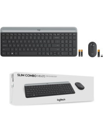 Logitech MK470 Slim Wireless Combo - USB Wireless RF - USB Wireless RF - Optical - 1000 dpi - 3 Button - Scroll Wheel - Symmetri