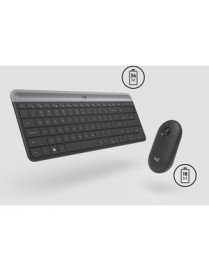 Logitech MK470 Slim Wireless Combo - USB Wireless RF - USB Wireless RF - Optical - 1000 dpi - 3 Button - Scroll Wheel - Symmetri