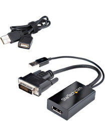 StarTech.com DVI to DisplayPort Adapter with USB Power - DVI-D to DP Video Adapter - DVI to DisplayPort Converter - 1920 x 1200 