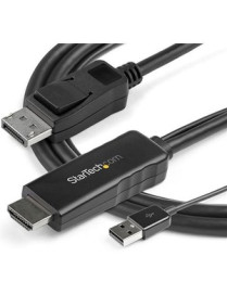 StarTech.com 6ft (2m) HDMI to DisplayPort Cable 4K 30Hz - Active HDMI 1.4 to DP 1.2 Adapter Cable with Audio - USB Powered Video