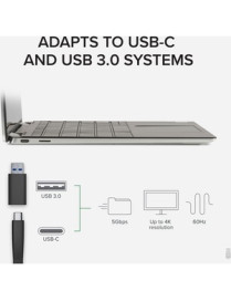 Plugable USB 3.0 and USB-C 4K DisplayPort and HDMI Dual Monitor Adapter - 1 Pack - 2 x DisplayPort DisplayPort 1.2 Digital Audio