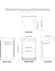 StarTech.com 15U 19" Wall Mount Network Rack - Adjustable Depth 12-20" Open Frame for Server Room /AV/Data/Computer Equipment w/