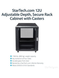 StarTech.com 12U AV Rack Cabinet - Network Rack with Glass Door - 19 inch Computer Cabinet for Server Room or Office (RK1236BKF)