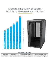 StarTech.com 25U AV Rack Cabinet - 36in - Portable Server / IT Computer Equipment Cabinet - Free Standing Data Rack w/ Casters (