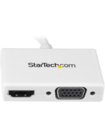 StarTech.com Travel A/V Adapter - 2-in-1 Mini DisplayPort to HDMI or VGA Converter - White - Connect a Mini DisplayPort-equipped