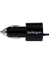 Startech Star Tech.com Black Dual Port Car Charger with Micro USB Cable and USB 2.0 Port - High Power (21 Watt / 4.2 Amp) - Char