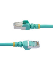 StarTech.com 30ft CAT6a Ethernet Cable, Aqua Low Smoke Zero Halogen (LSZH) 10 GbE 100W PoE S/FTP Snagless RJ-45 Network Patch Co