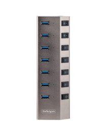 StarTech.com 7-Port Self-Powered USB-C Hub with Individual On/Off Switch, Desktop/Laptop USB-C to USB-A Hub, USB Type C Hub w/Po