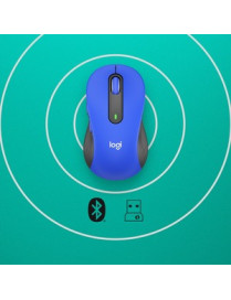 Logitech Signature M650 L Mouse - Optical - Wireless - Bluetooth/Radio Frequency - Blue - USB - 2000 dpi - Scroll Wheel - 5 Butt