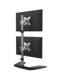 StarTech.com Vertical Dual Monitor Stand - Free Standing Height Adjustable Stacked Desktop Monitor Stand up to 27 inch VESA Moun