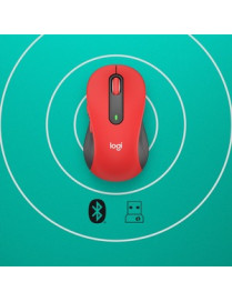 Logitech Signature M650 L Mouse - Optical - Wireless - Bluetooth/Radio Frequency - Red - USB - 2000 dpi - Scroll Wheel - 5 Butto