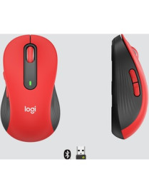 Logitech Signature M650 L Mouse - Optical - Wireless - Bluetooth/Radio Frequency - Red - USB - 2000 dpi - Scroll Wheel - 5 Butto