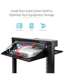 StarTech.com 2U 19" 2-Post Network Rack Cabinet Shelf 20in Deep Center Mount Cantilever Tray Rackmount for AV/Data Equipment 75l