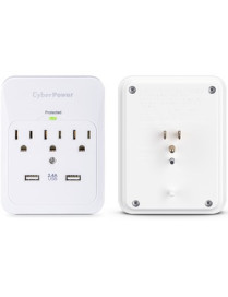 Cyber Power CyberPower CSP300WUR1 Professional 3-Outlets Surge with 600J, 2-2.1A USB and Wall Tap - Plain Brown Boxes - 3 x NEMA