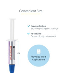 StarTech.com Thermal Paste, High Performance Thermal Paste, 1.5g Metal Oxide Heat Sink Compound, Re-sealable Syringes, CPU Paste