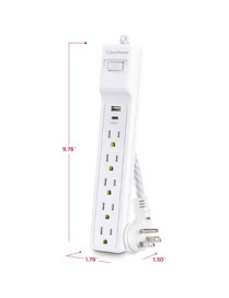 Cyber Power CyberPower P504UC 5-Outlets Surge Suppressor/Protector - 5 x NEMA 5-15R, 2 x USB - 500 J - 125 V Input - 5 V DC Outp