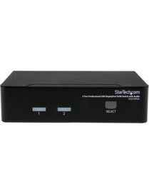 StarTech.com 2 Port USB DisplayPort KVM Switch with Audio - Control two computers from a single console, with high-resolution Di