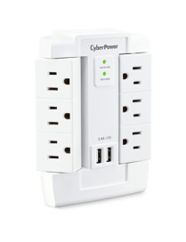 Cyber Power CyberPower Professional CSP600WSURC2 6 Outlets Surge Suppressor/Protector - 6 x NEMA 5-15R, 2 x USB - 1200 J - 120 V