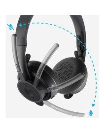 Logitech Zone Wireless Headset - Stereo - Wireless - Bluetooth - 98.4 ft - 30 Hz - 13 kHz - Over-the-head - Binaural - Circumaur