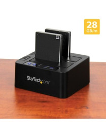 StarTech.com Standalone Hard Drive Duplicator, Dual Bay HDD/SSD Cloner/Copier, USB 3.1 to SATA III HDD/SSD Docking Station, Disk