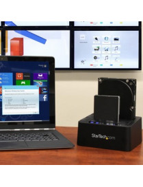 StarTech.com Standalone Hard Drive Duplicator, Dual Bay HDD/SSD Cloner/Copier, USB 3.1 to SATA III HDD/SSD Docking Station, Disk