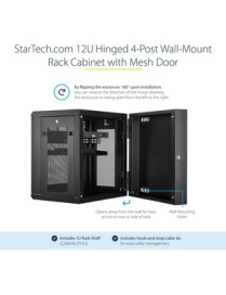 StarTech.com 12U 19" Wall Mount Network Cabinet - 16" Deep Hinged Locking Flexible IT Data Equipment Rack Vented Switch Enclosur