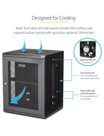 StarTech.com 15U 19" Wall Mount Network Cabinet - 16" Deep Hinged Locking Flexible IT Data Equipment Rack Vented Switch Enclosur