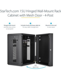 StarTech.com 15U 19" Wall Mount Network Cabinet - 16" Deep Hinged Locking Flexible IT Data Equipment Rack Vented Switch Enclosur